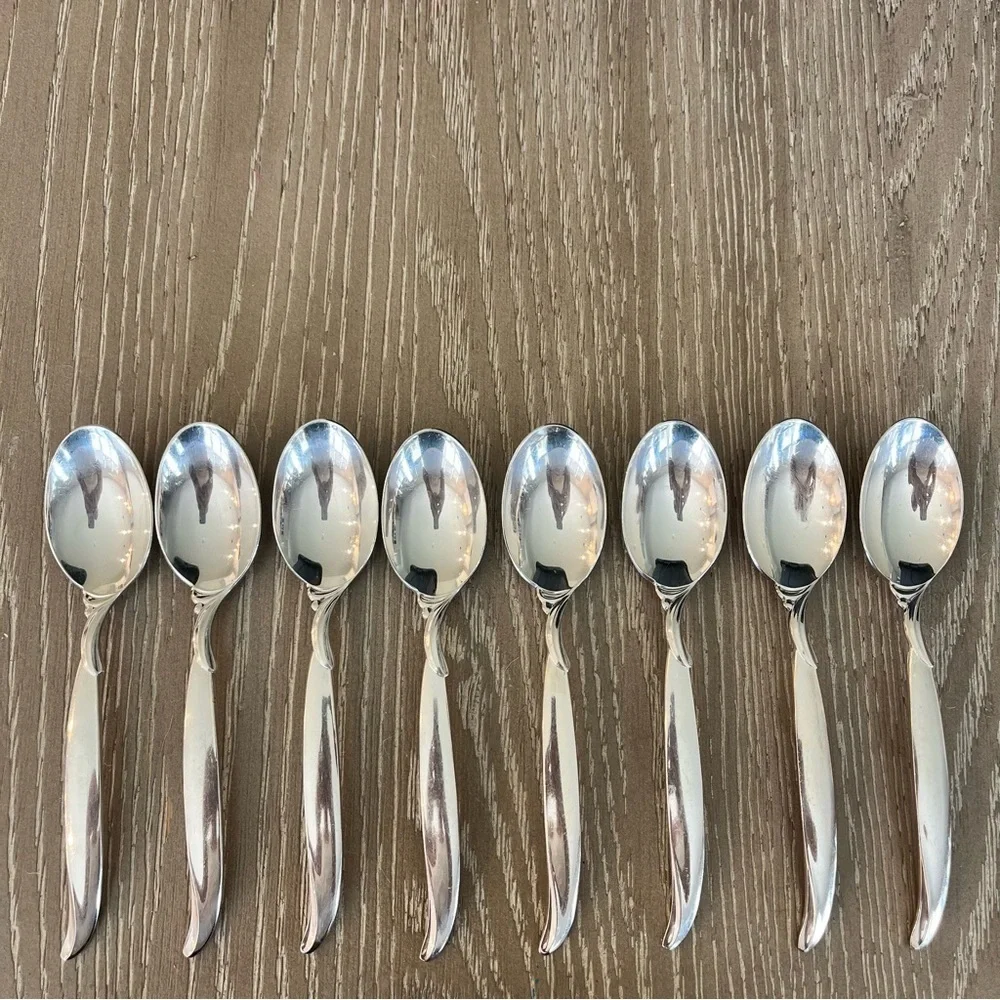 1956 Rogers Bros. Silver Plate “Flair” Pattern 8 Teaspoons